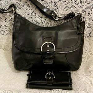 Coach- 19580 Soho Legacy Flap Black Leather Shoulder- Crossbody